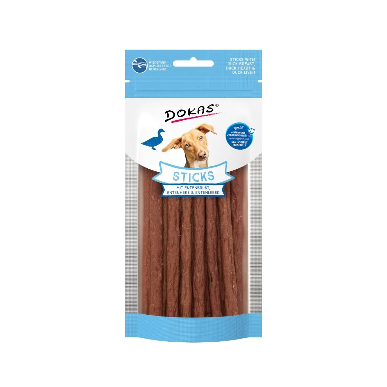 Dokas Sticks med Andebryst, Hjerte og Lever 60 g - kornfri naturlige hundesnacks